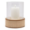 Hanford Natural Raffia/Saddle Leather Hurricane Candle Holder Set/2
