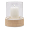 Hanford Natural Raffia/White Leather Hurricane Candle Holder Set/2