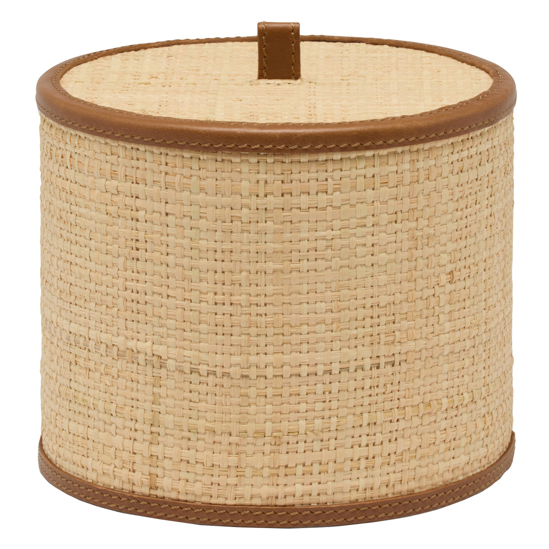 Hanford Natural Raffia/Leather Single Toilet Paper Holder Set/2 (Saddle)