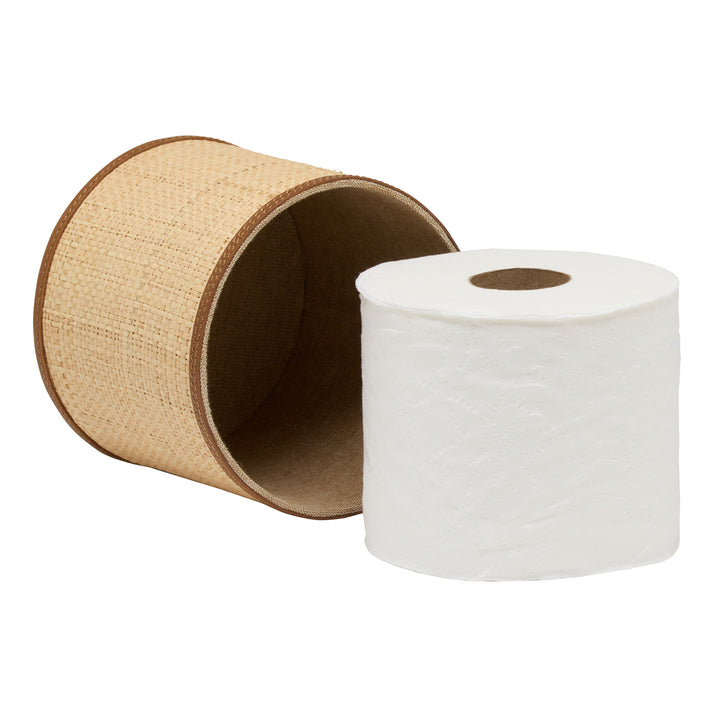 Hanford Natural Raffia/Leather Single Toilet Paper Holder Set/2 (Saddle)