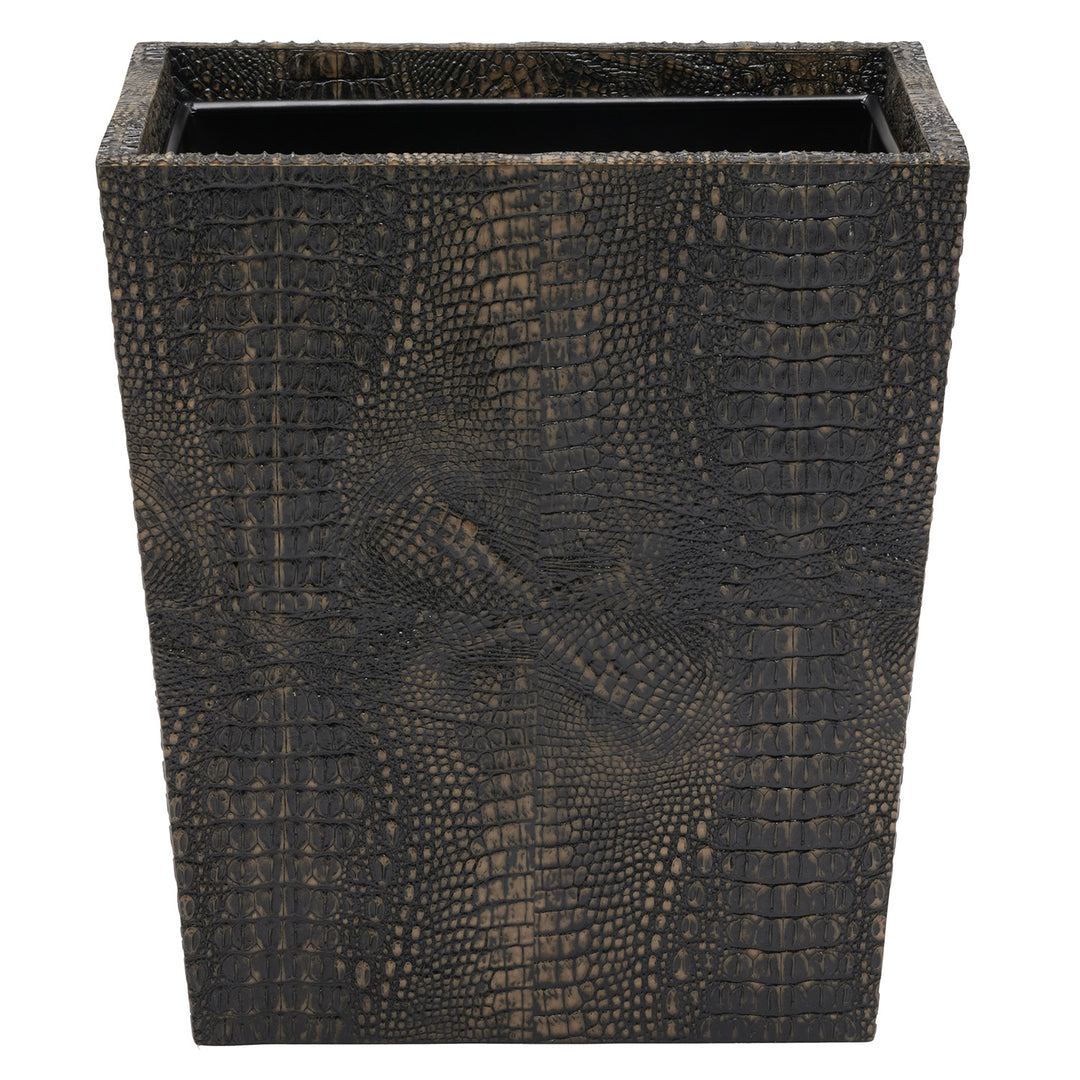 Hawen Faux Crocodile Rectangle Wastebasket (Dark Mushroom)