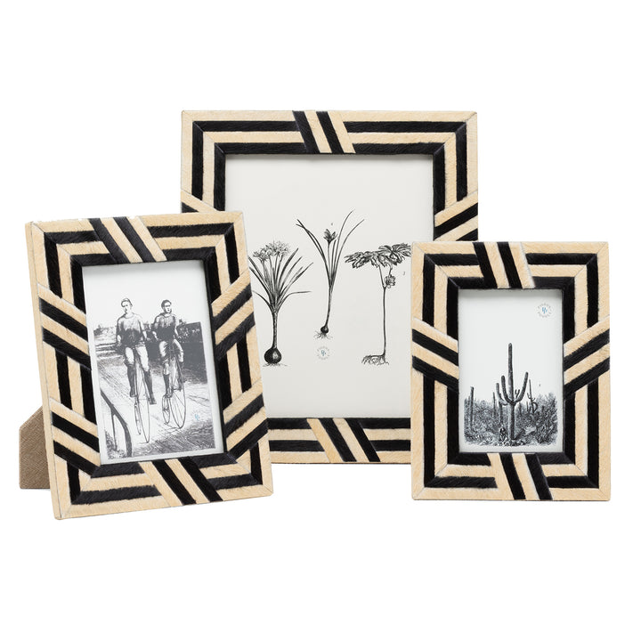 Helos Hair-On-Hide Picture Frames (Beige/Dark Brown)