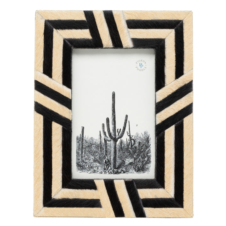 Helos Hair-On-Hide Picture Frames (Beige/Dark Brown)