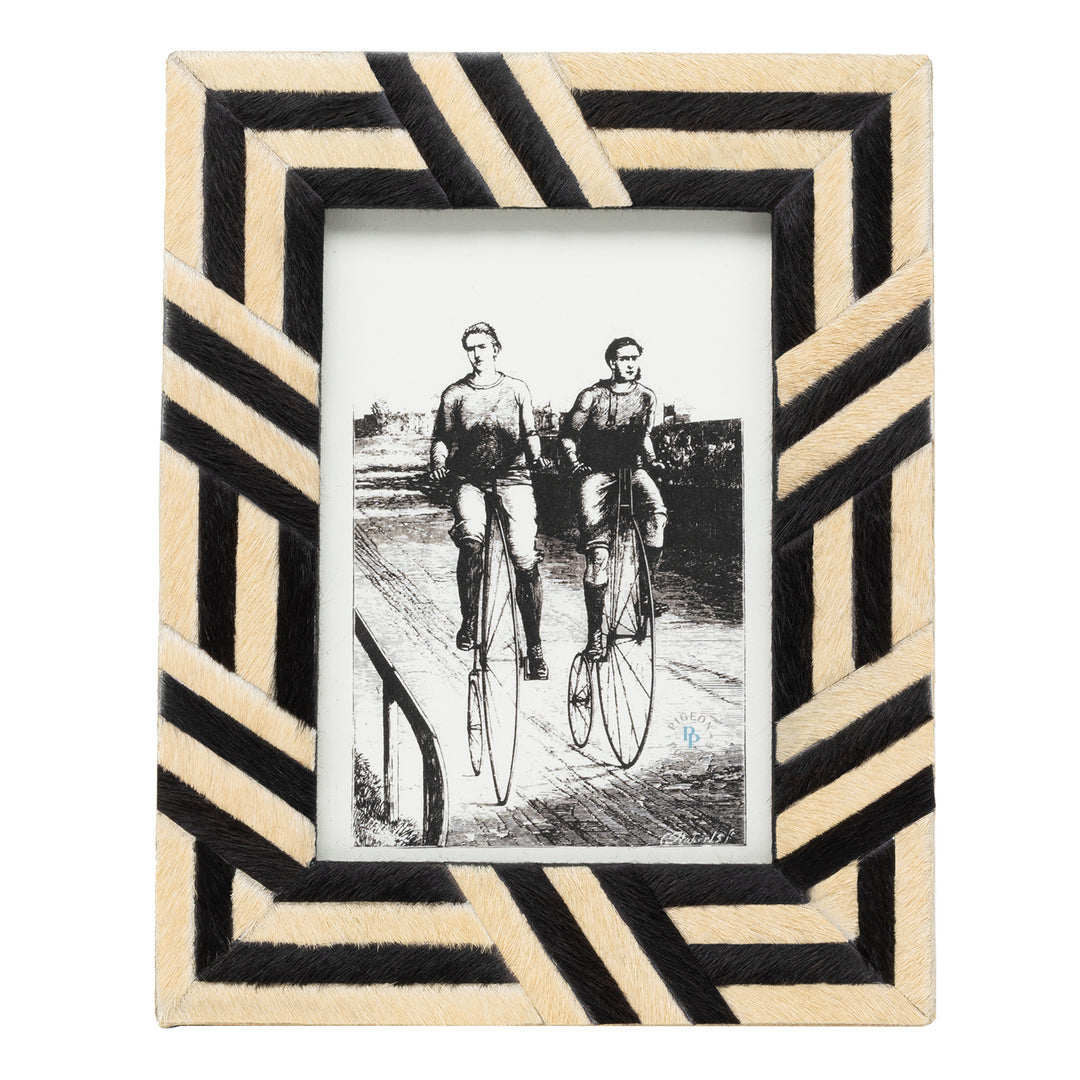 Helos Hair-On-Hide Picture Frames (Beige/Dark Brown)
