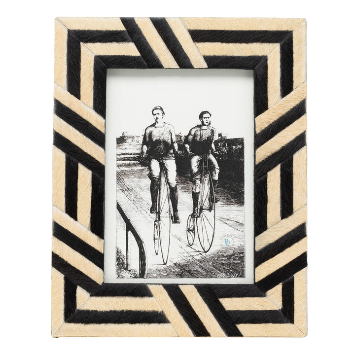 Helos Hair-On-Hide Picture Frames (Beige/Dark Brown)