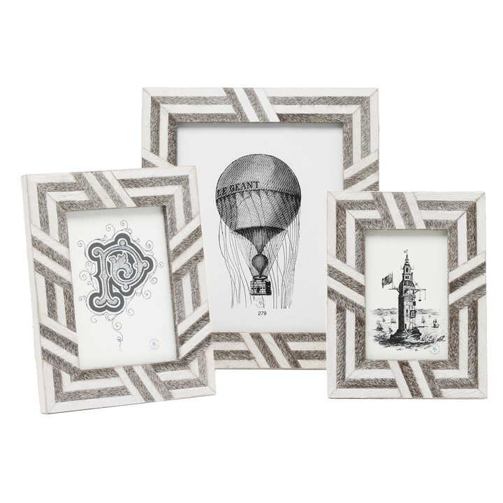 Helos Hair-On-Hide Picture Frames (White/Gray)