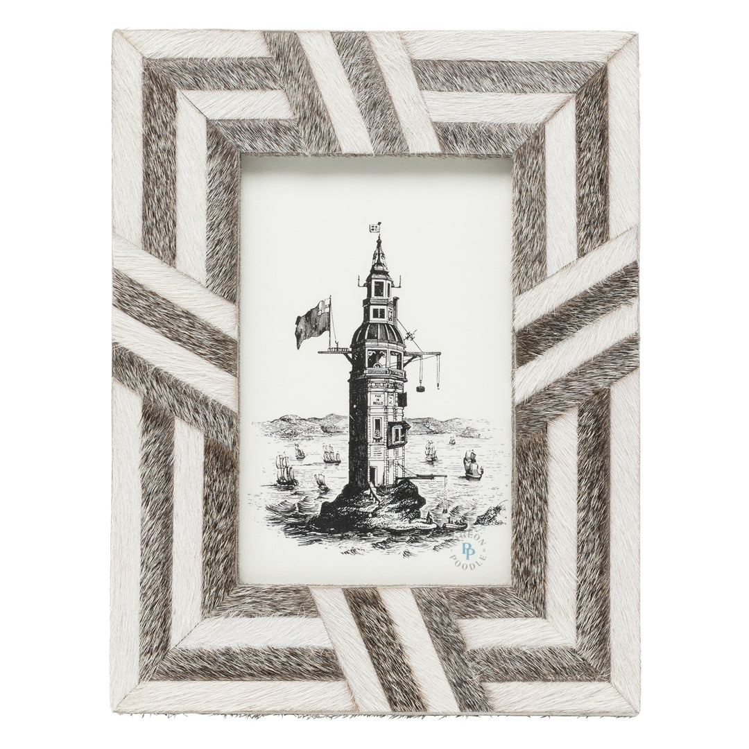 Helos Hair-On-Hide Picture Frames (White/Gray)