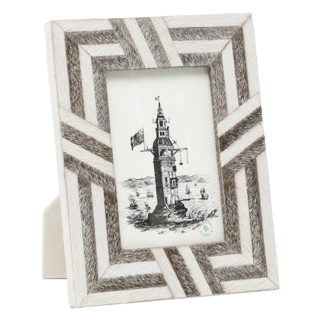 Helos Hair-On-Hide Picture Frames (White/Gray)