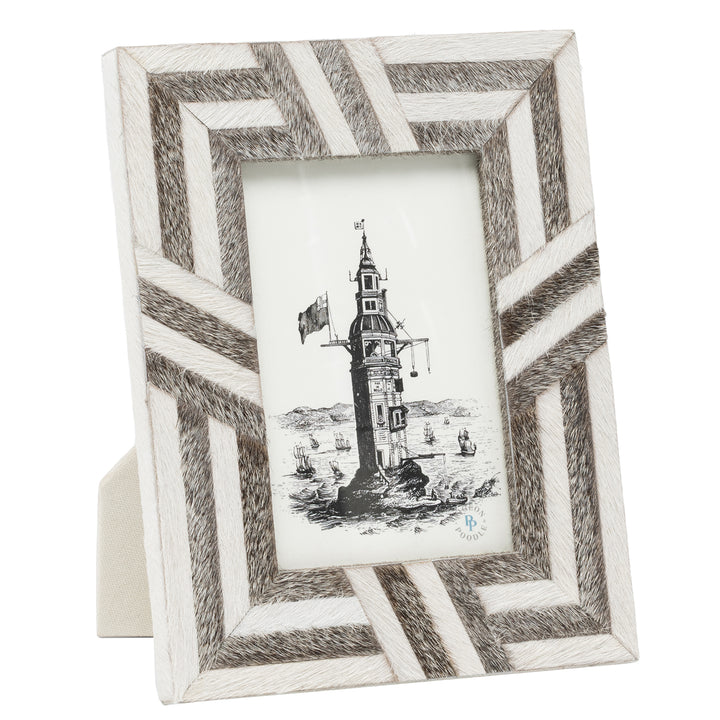 Helos Hair-On-Hide Picture Frames (White/Gray)