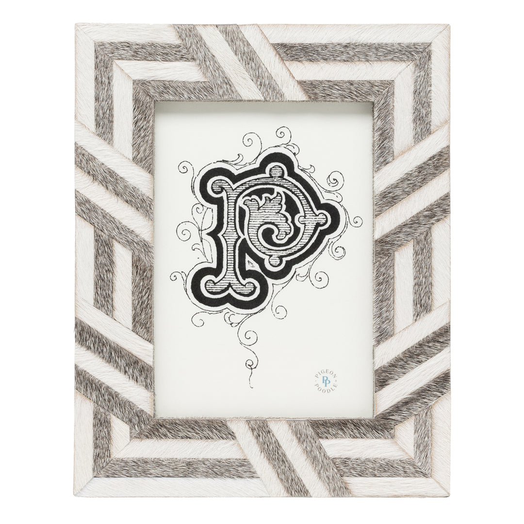 Helos Hair-On-Hide Picture Frames (White/Gray)