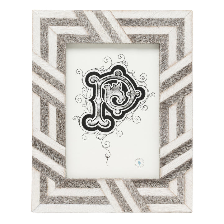 Helos Hair-On-Hide Picture Frames (White/Gray)