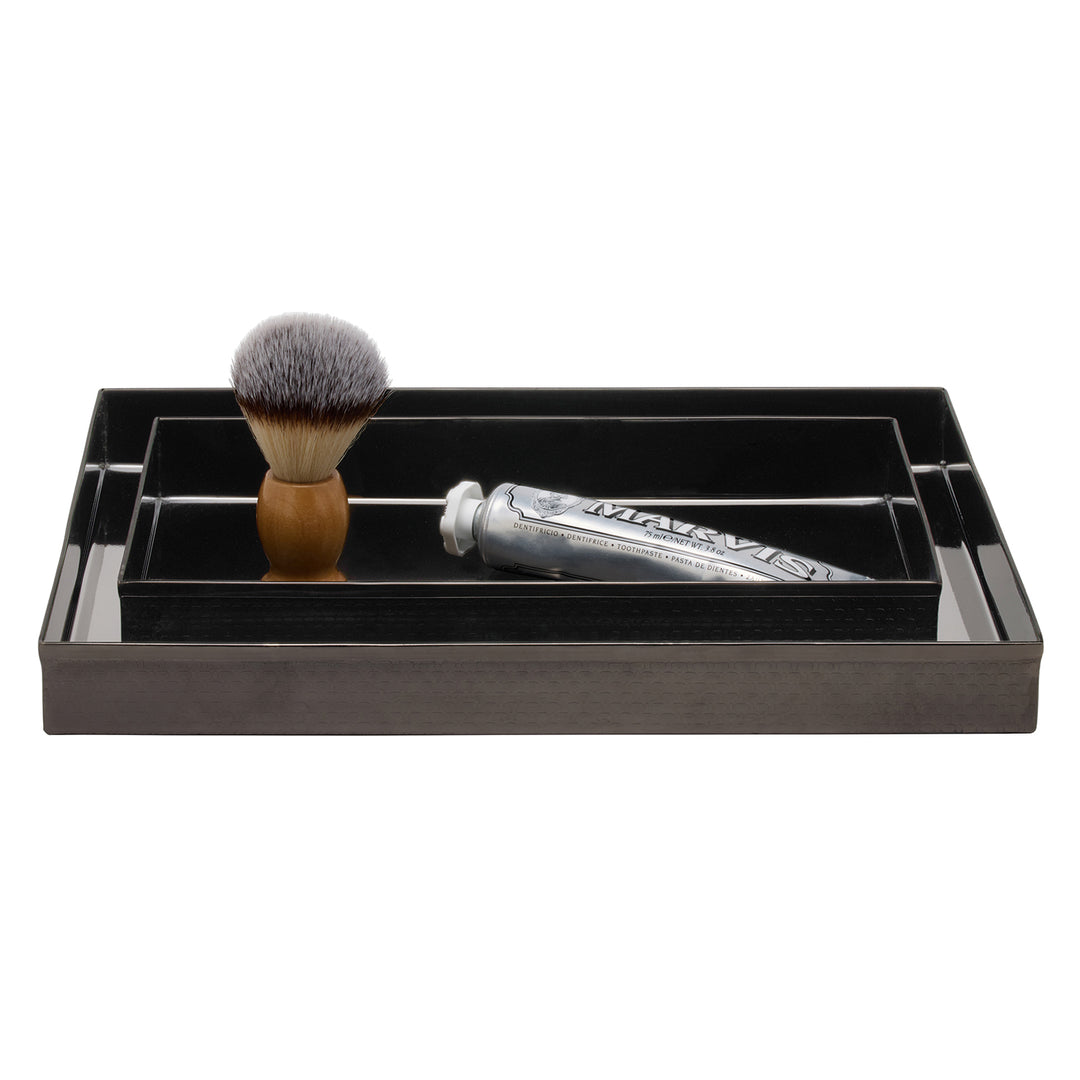 Ingram Textured Stainless Steel Nested Trays Set/2 (Black Nickel)