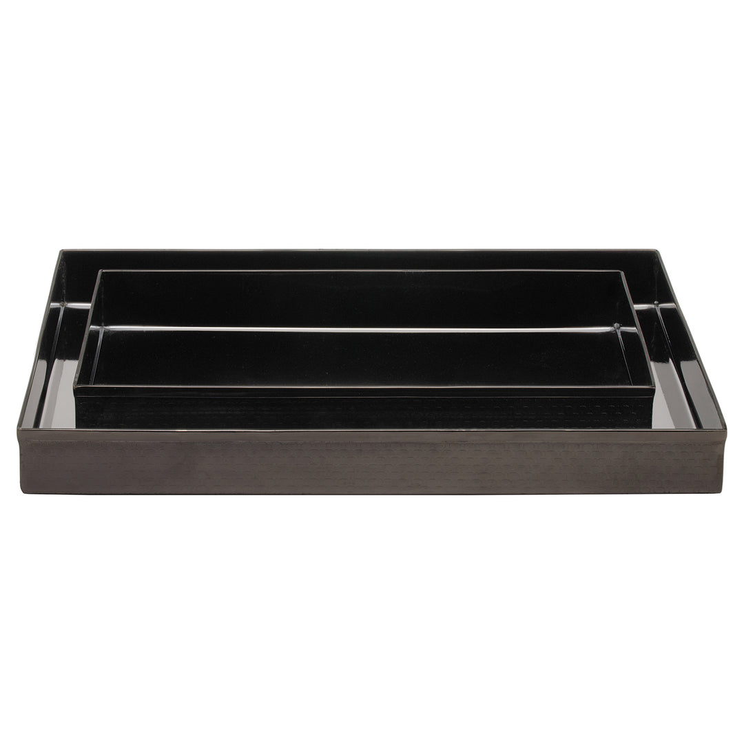 Ingram Textured Stainless Steel Nested Trays Set/2 (Black Nickel)