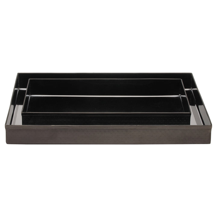 Ingram Textured Stainless Steel Nested Trays Set/2 (Black Nickel)