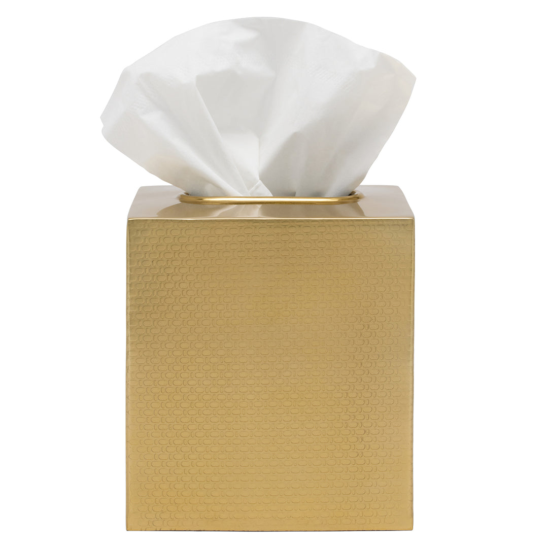 Ingram Textured Stainless Steel Tissue Box (Shiny Gold)