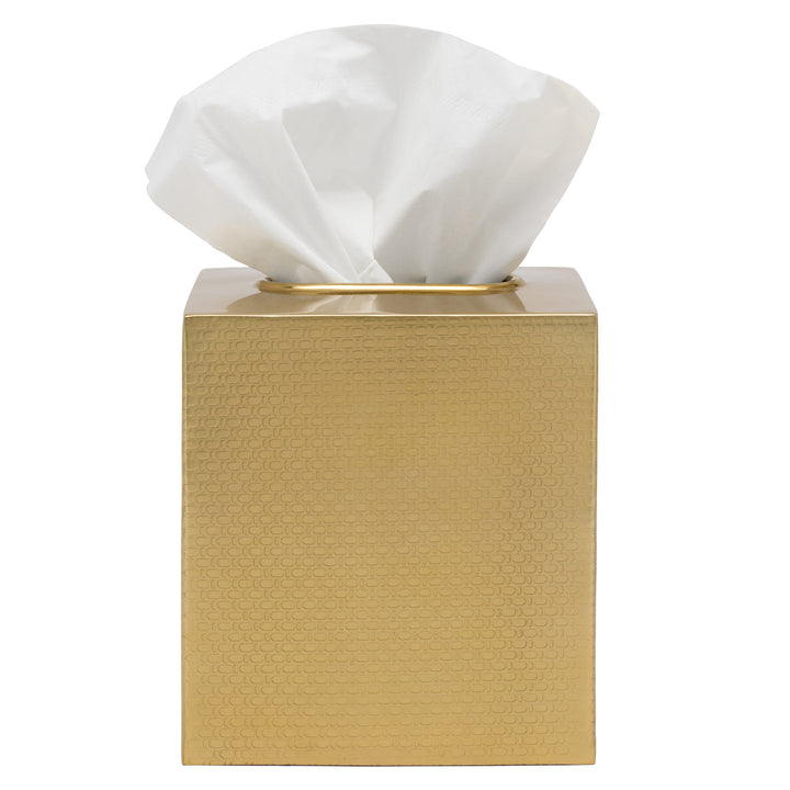 Ingram Textured Stainless Steel Tissue Box (Shiny Gold)
