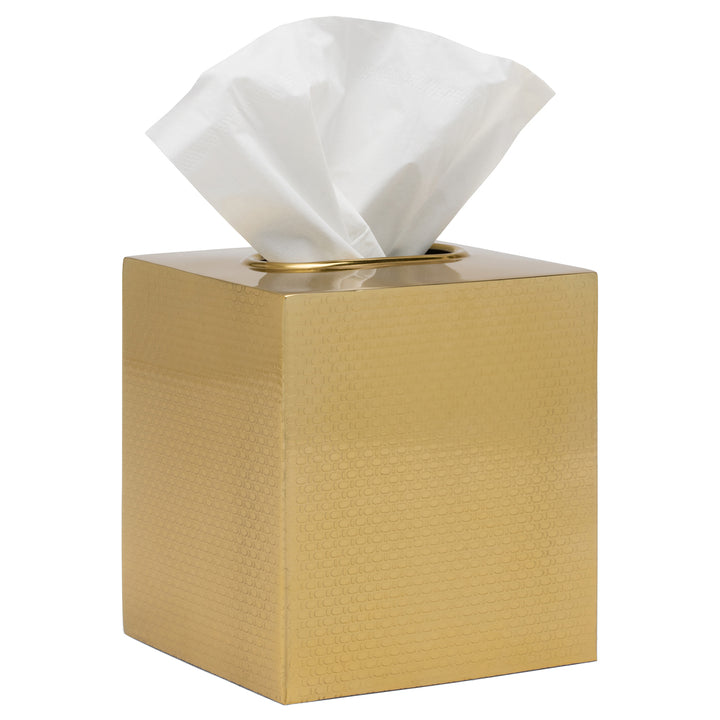 Ingram Textured Stainless Steel Tissue Box (Shiny Gold)