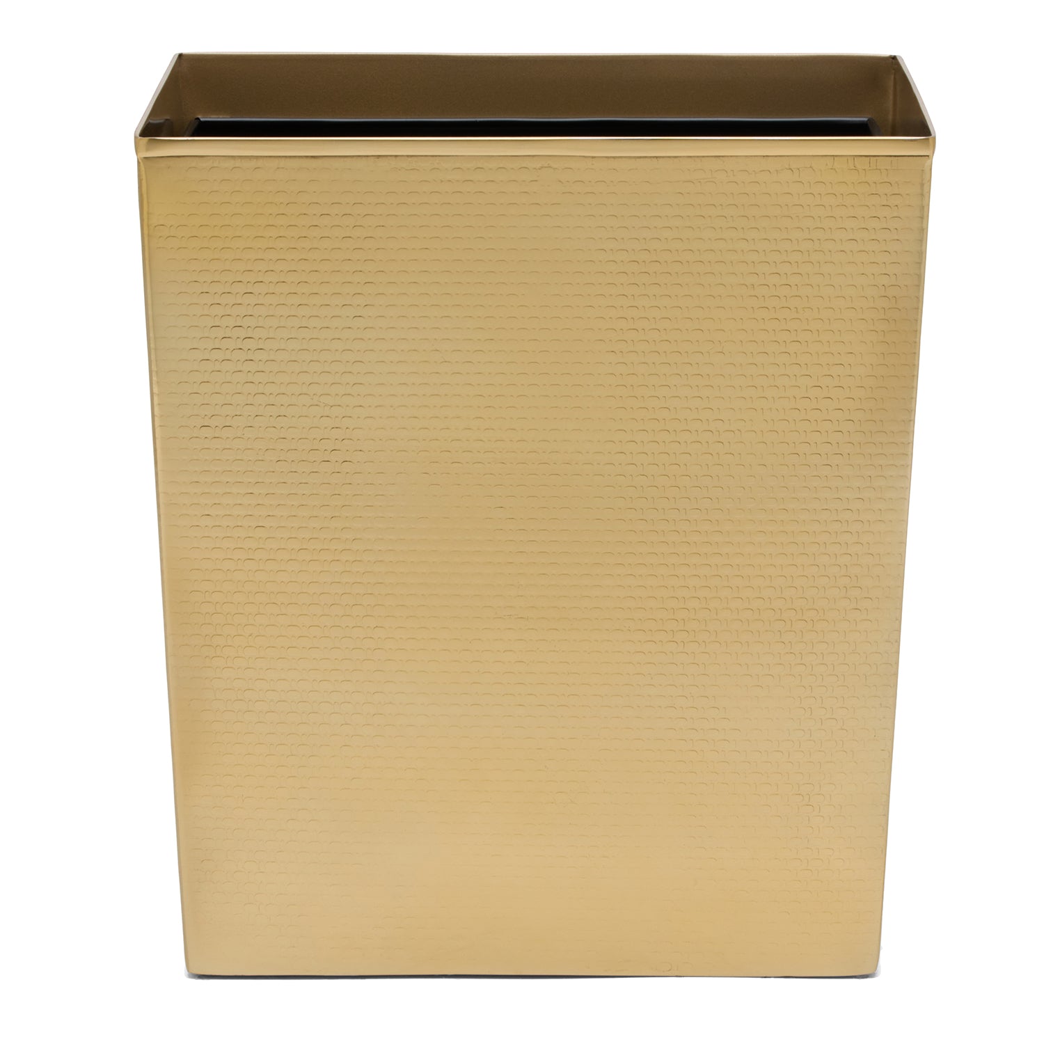 Ingram Textured Stainless Steel Rectangle Wastebasket - Thumbnail 4