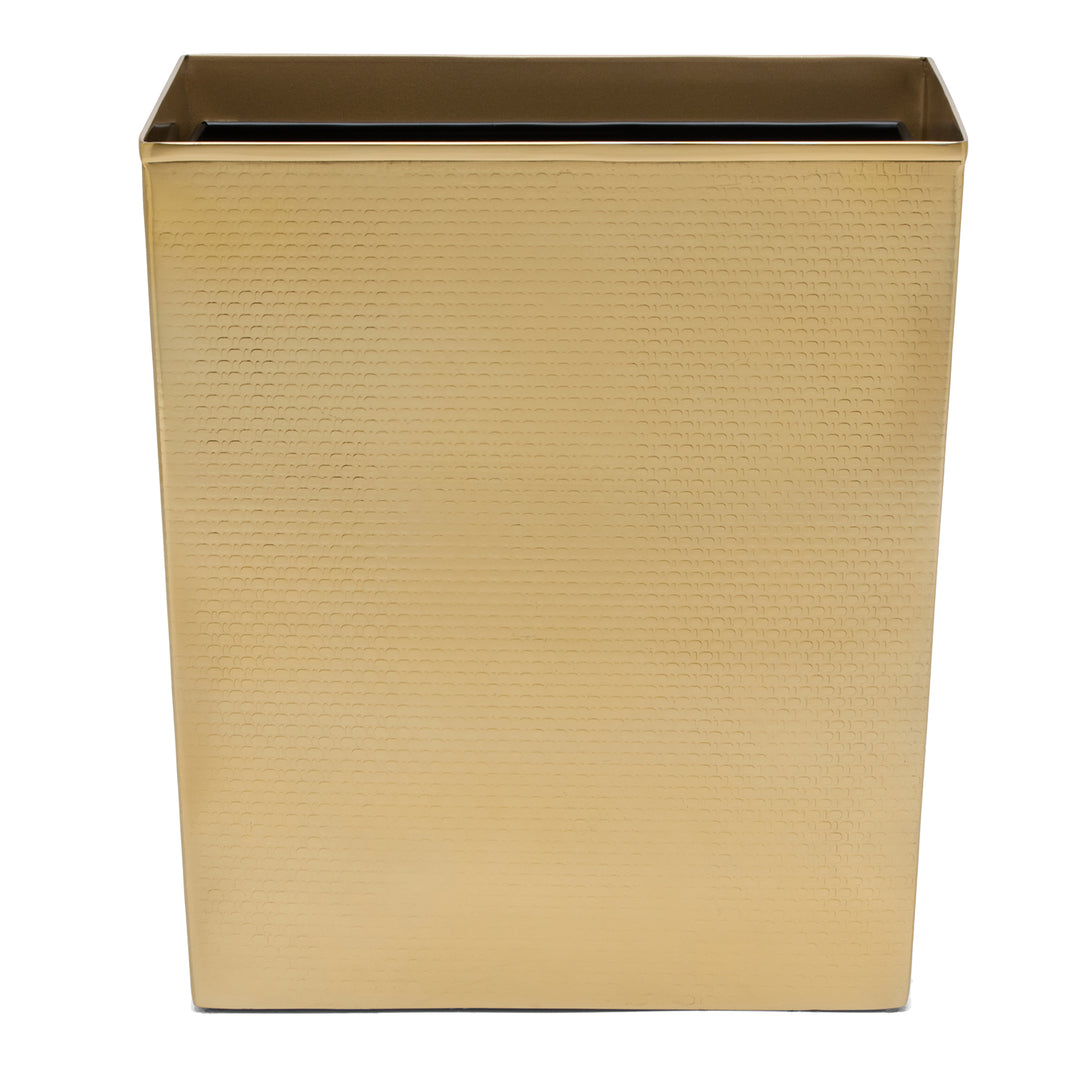 Ingram Textured Stainless Steel Rectangle Wastebasket (Shiny Gold)