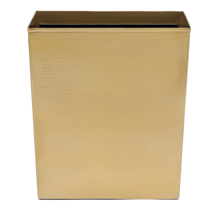 Ingram Textured Stainless Steel Rectangle Wastebasket (Shiny Gold)
