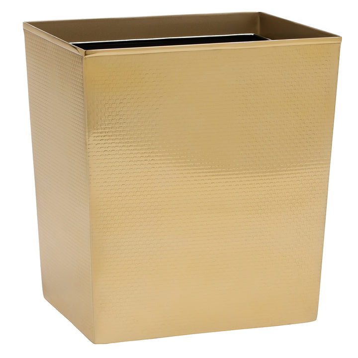 Ingram Textured Stainless Steel Rectangle Wastebasket (Shiny Gold)