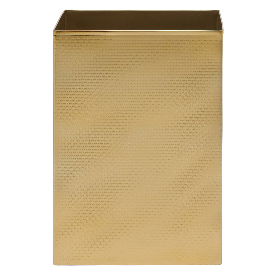 Ingram Textured Stainless Steel Square Wastebasket (Shiny Gold)