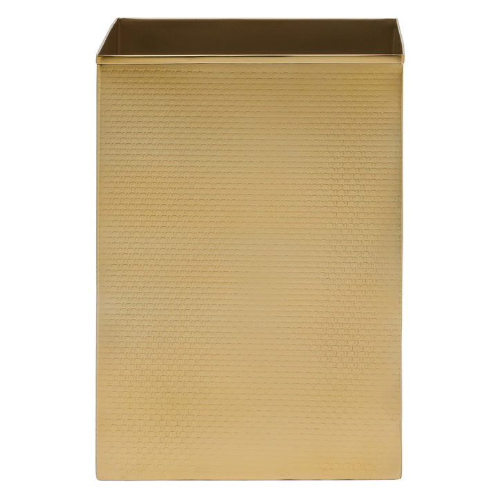 Ingram Textured Stainless Steel Square Wastebasket (Shiny Gold)