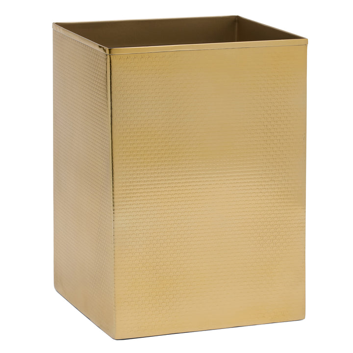 Ingram Textured Stainless Steel Square Wastebasket (Shiny Gold)