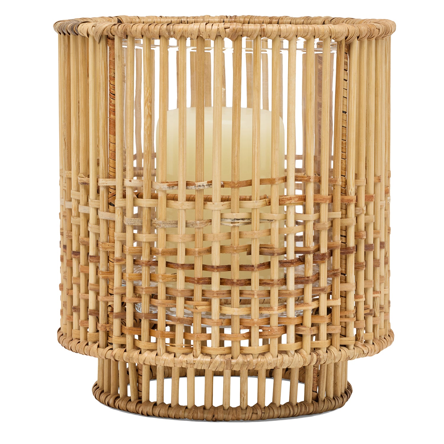 Inola Natural Rattan/Bamboo Large Hurricane Candle Holder