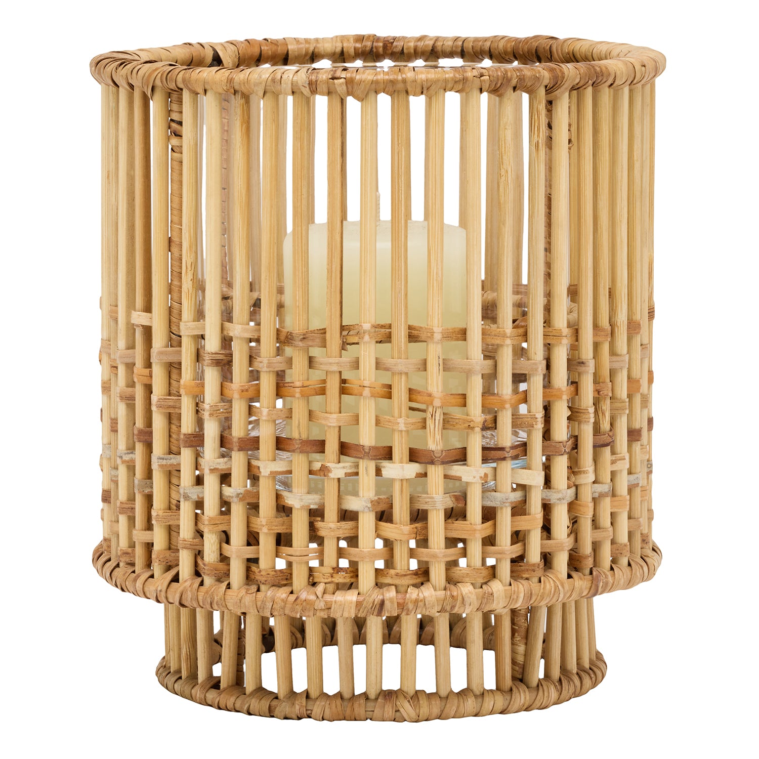 Trent Natural Rattan/Bamboo Small Hurricane Candle Holder Set/2