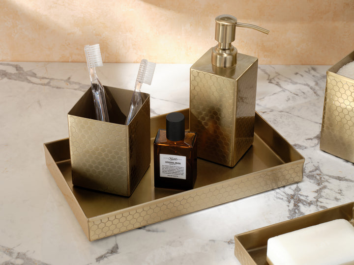 Temara Honeycomb Textured Stainless Steel Bathroom Accessories (Champagne Gold)