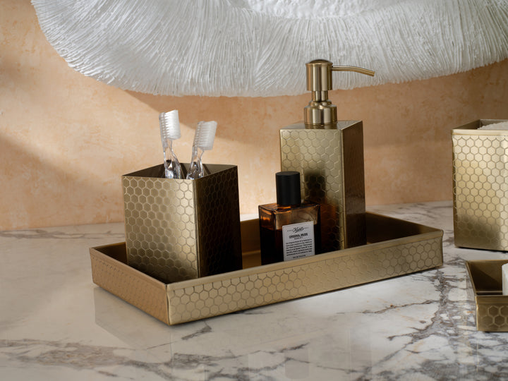 Temara Honeycomb Textured Stainless Steel Bathroom Accessories (Champagne Gold)