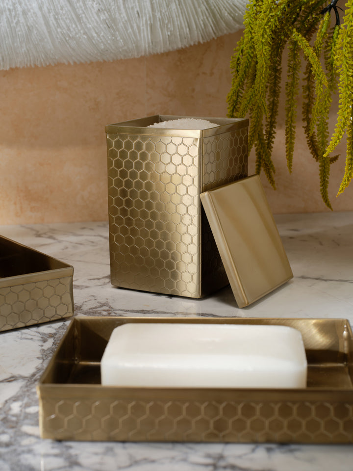 Temara Honeycomb Textured Stainless Steel Bathroom Accessories (Champagne Gold)