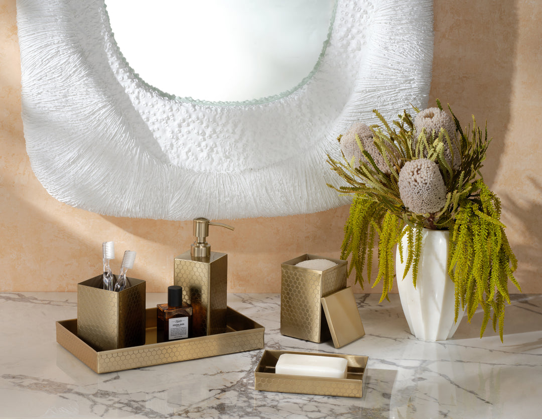 Temara Honeycomb Textured Stainless Steel Bathroom Accessories (Champagne Gold)