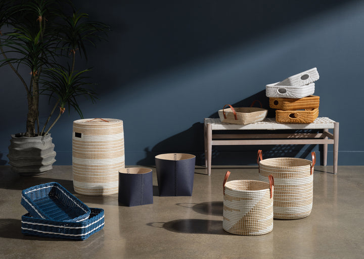 Olinda Natural Seagrass Hamper (White/Natural)