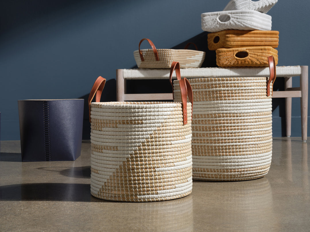 Olinda Natural Seagrass Hamper (White/Natural)