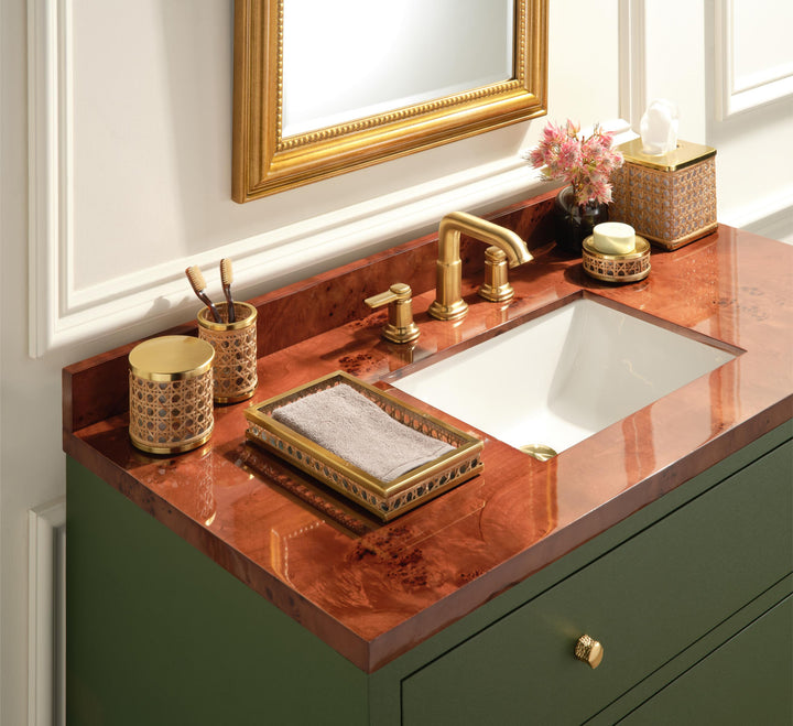 Norwell Rattan/Clear Glass/Gold Stainless Steel Bathroom Accessories