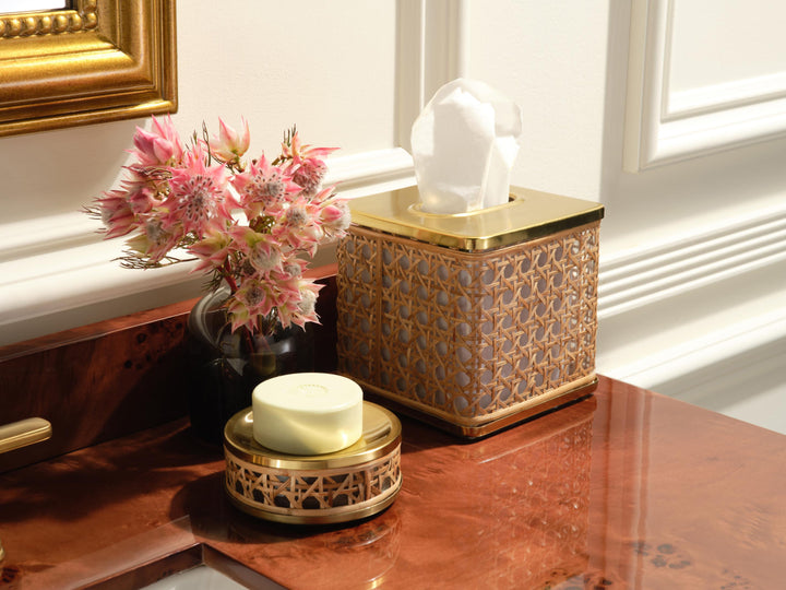 Norwell Rattan/Clear Glass/Gold Stainless Steel Bathroom Accessories