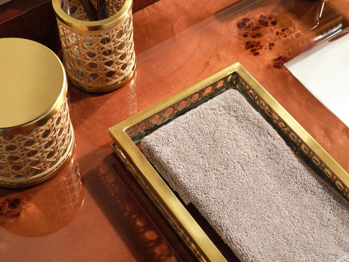 Norwell Rattan/Clear Glass/Gold Stainless Steel Bathroom Accessories