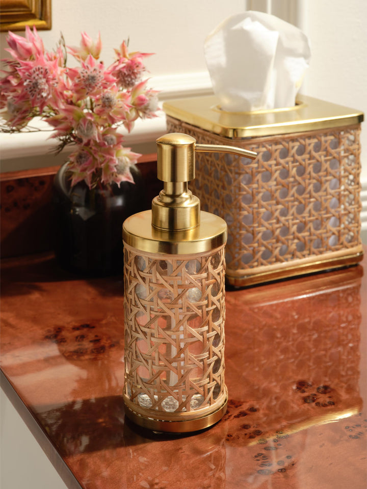 Norwell Rattan/Clear Glass/Gold Stainless Steel Bathroom Accessories