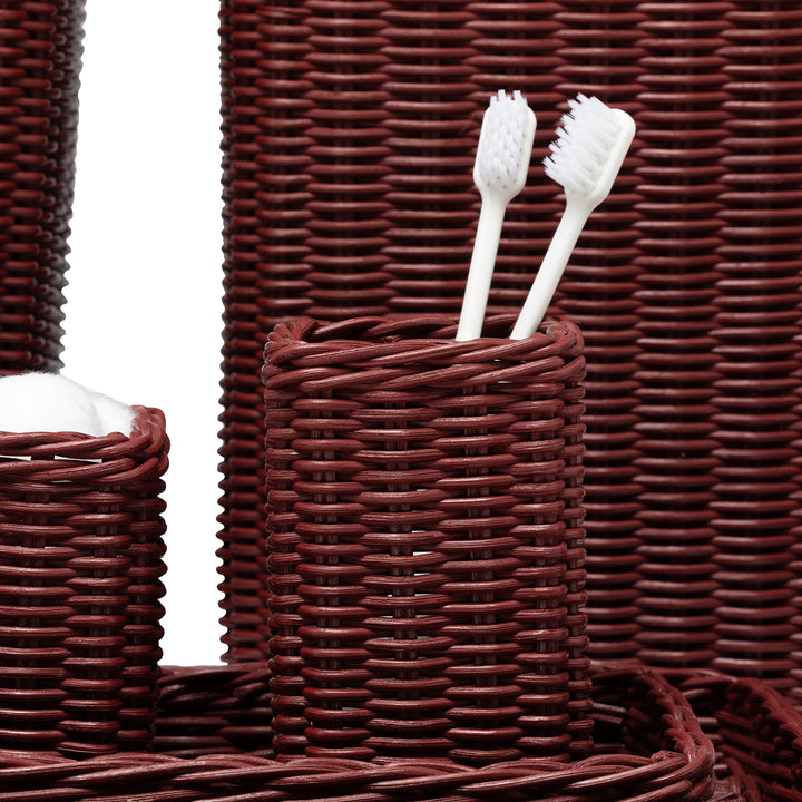 Kardia Rattan Bathroom Accessories (Bordeaux Red)