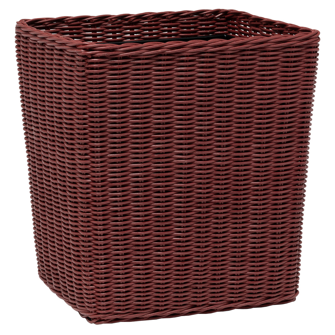 Kardia Rattan Rectangular Wastebasket (Bordeaux Red)