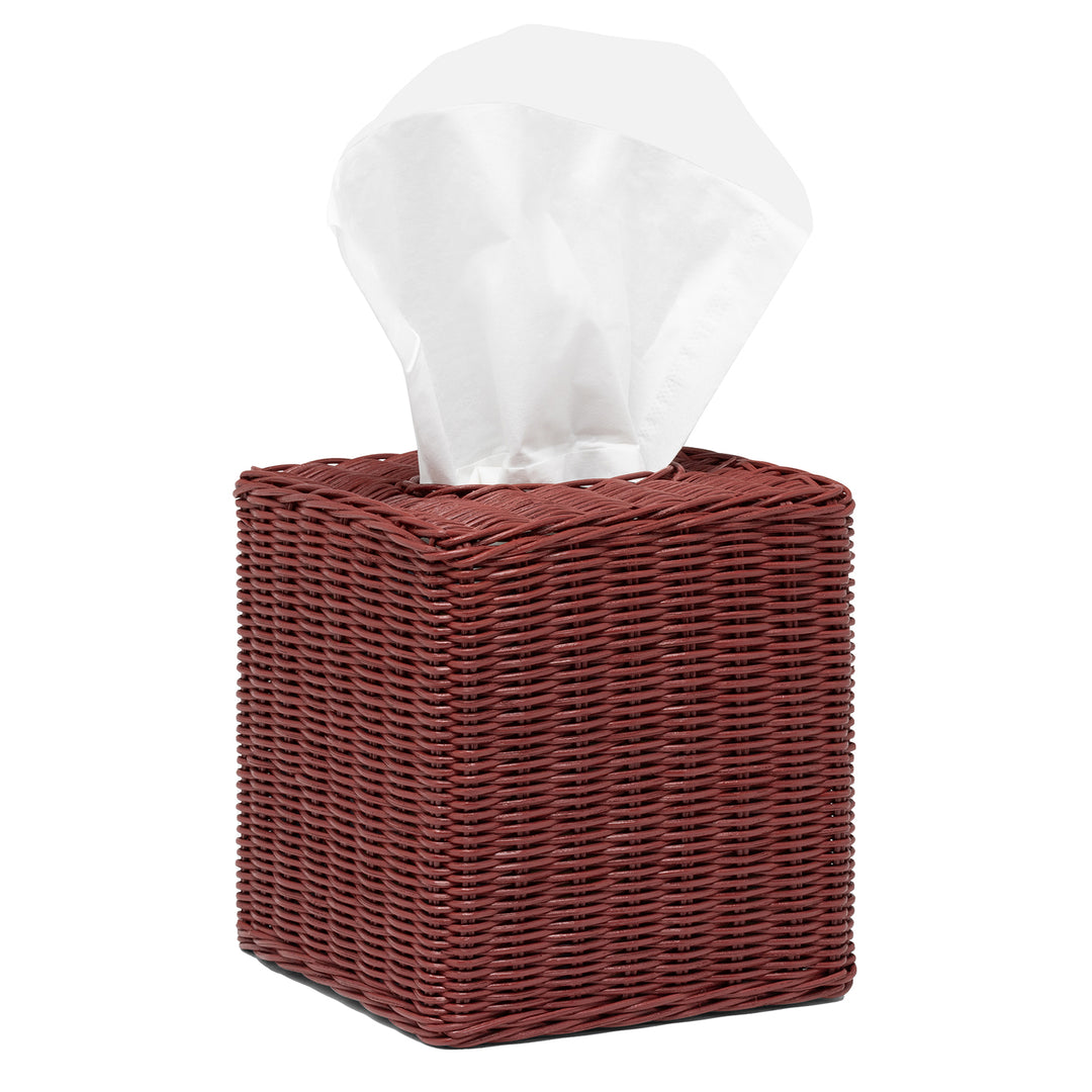 Kardia Rattan Tissue Box Cover (Bordeaux Red)