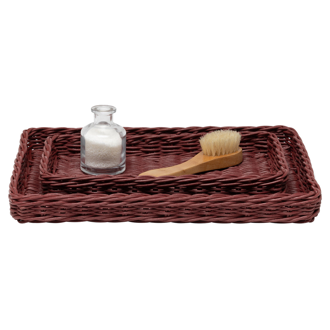 Kardia Rattan Nested Trays Set/2 (Bordeaux Red)