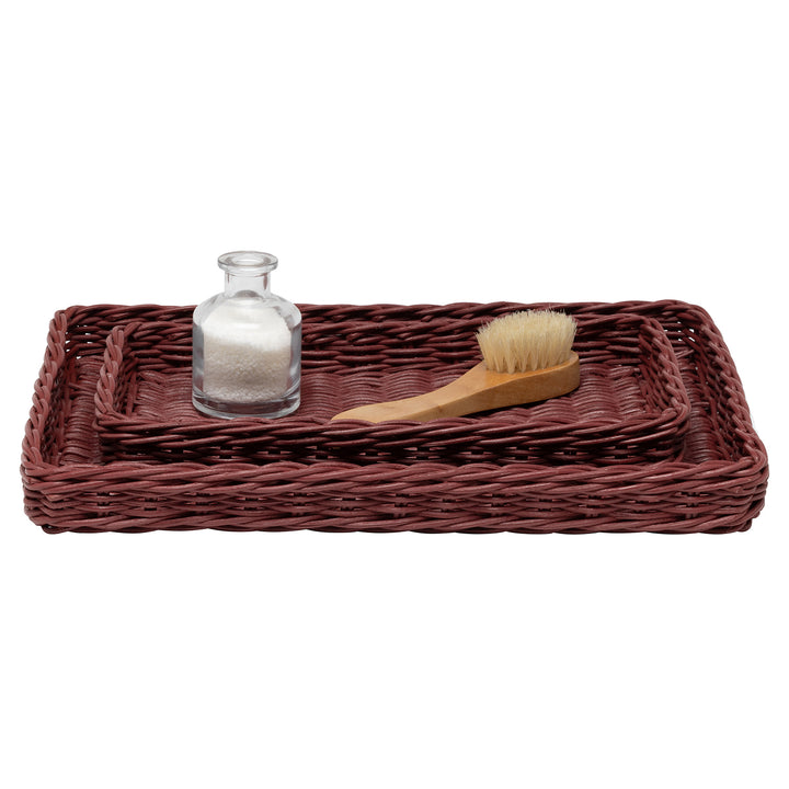 Kardia Rattan Nested Trays Set/2 (Bordeaux Red)