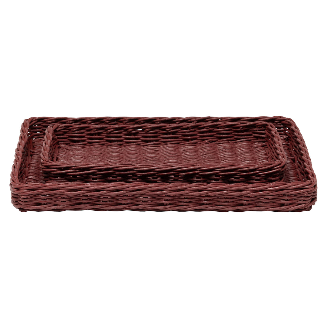 Kardia Rattan Nested Trays Set/2 (Bordeaux Red)