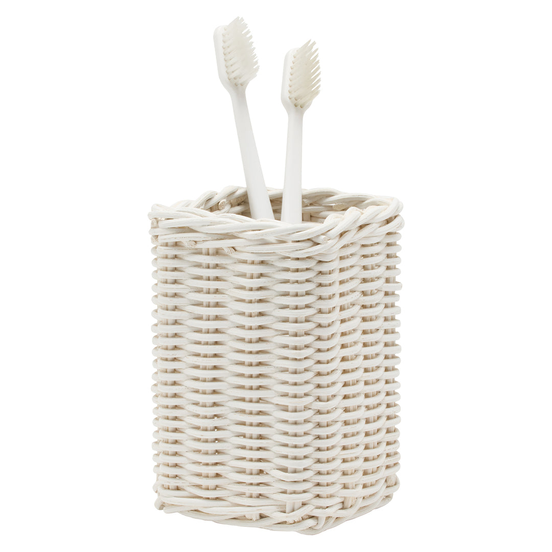 Kardia Rattan Bathroom Accessories (Cotton White) - Hudson & Vine