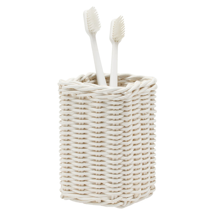 Kardia Rattan Bathroom Accessories (Cotton White) - Hudson & Vine