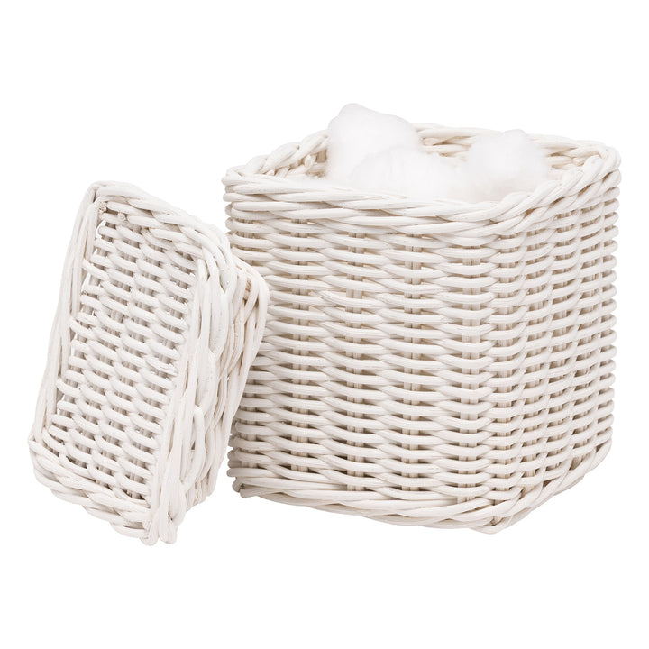 Kardia Rattan Bathroom Accessories (Cotton White) - Hudson & Vine