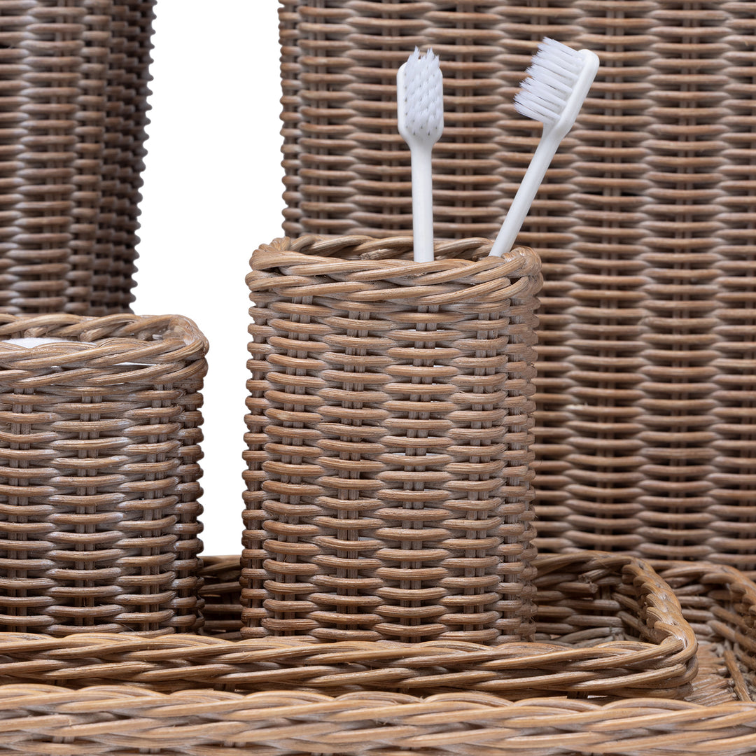 Kardia Rattan Bathroom Accessories (Mocha Whitewashed)